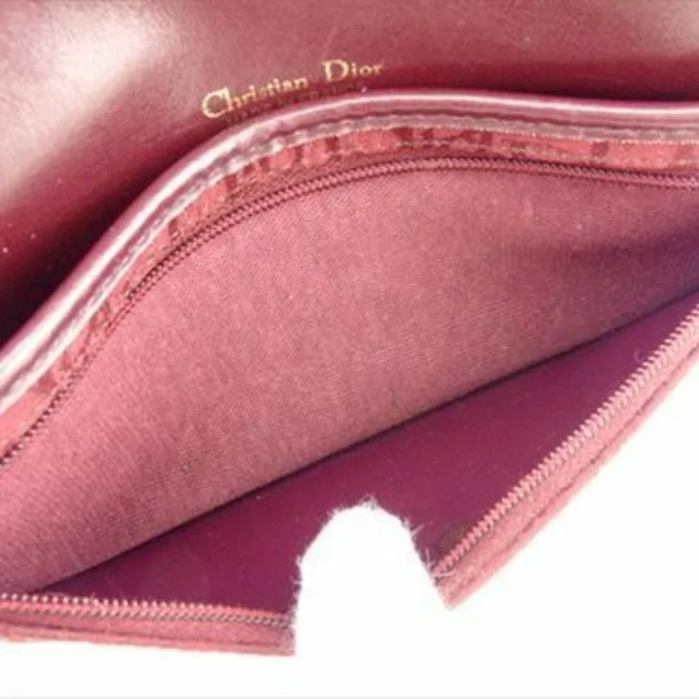 Dior Wallet Purse Long Wallet Trotter Red Gold Canvas Leather Woman unisex T8054